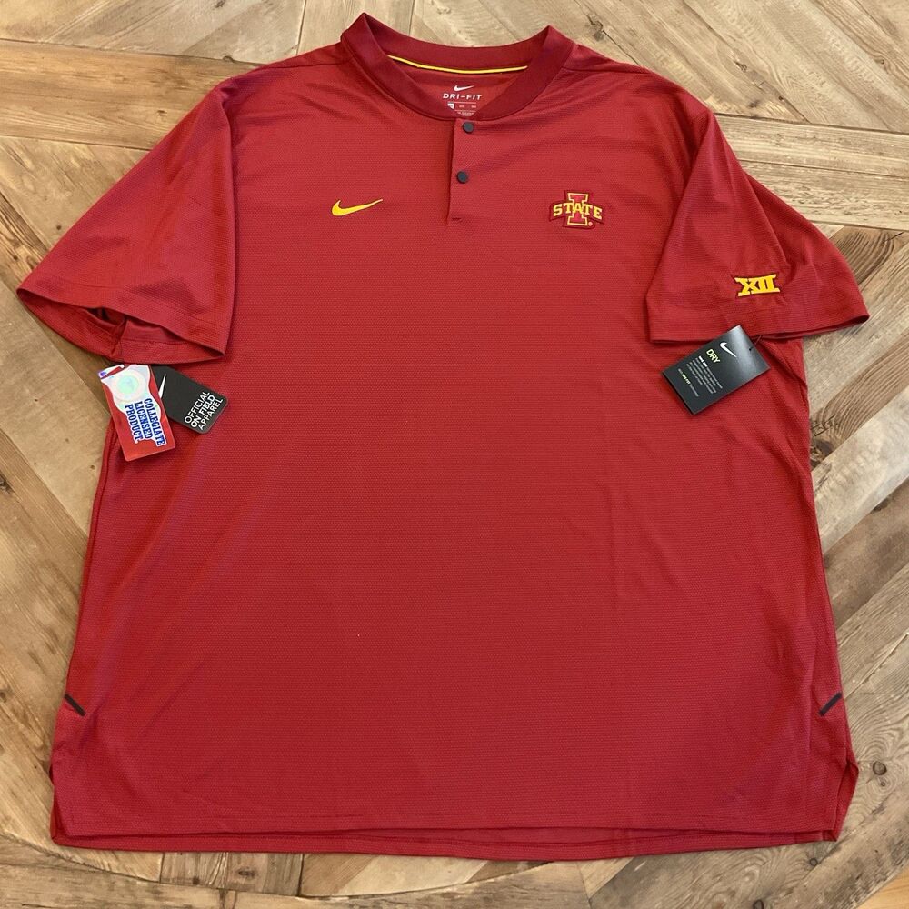Nike‎ Iowa State Cyclones Dri-FIT On-Field Henley Shirt NWT Men's 3XL Big 12